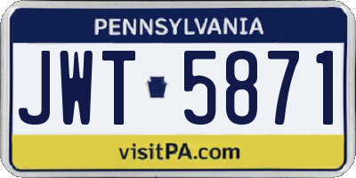 PA license plate JWT5871