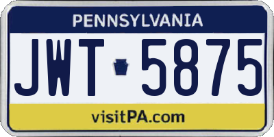 PA license plate JWT5875