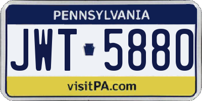 PA license plate JWT5880