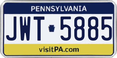 PA license plate JWT5885