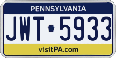 PA license plate JWT5933