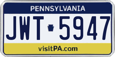 PA license plate JWT5947
