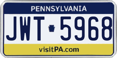 PA license plate JWT5968