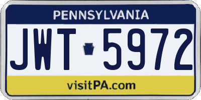PA license plate JWT5972