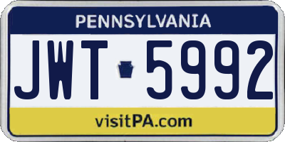 PA license plate JWT5992