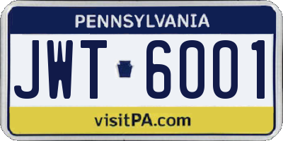PA license plate JWT6001