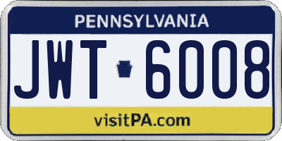 PA license plate JWT6008