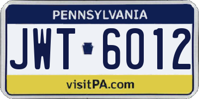 PA license plate JWT6012
