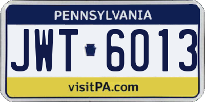 PA license plate JWT6013