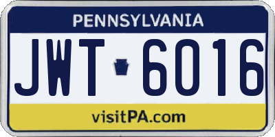 PA license plate JWT6016