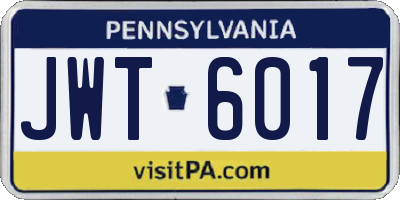 PA license plate JWT6017