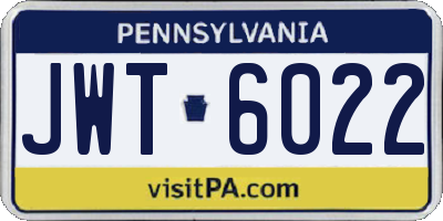 PA license plate JWT6022