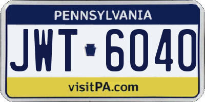 PA license plate JWT6040