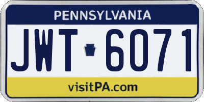 PA license plate JWT6071