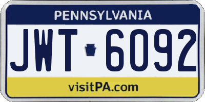 PA license plate JWT6092