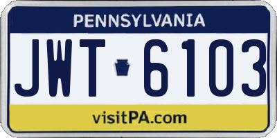 PA license plate JWT6103