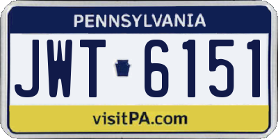 PA license plate JWT6151