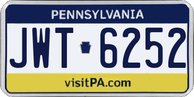 PA license plate JWT6252
