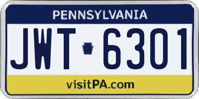 PA license plate JWT6301