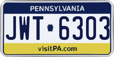 PA license plate JWT6303