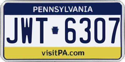 PA license plate JWT6307