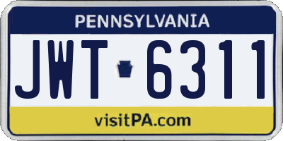 PA license plate JWT6311