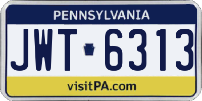 PA license plate JWT6313