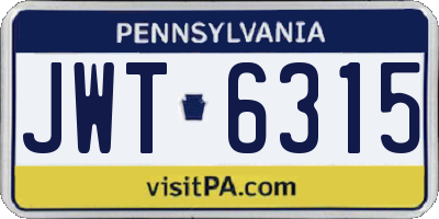PA license plate JWT6315