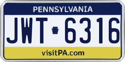 PA license plate JWT6316