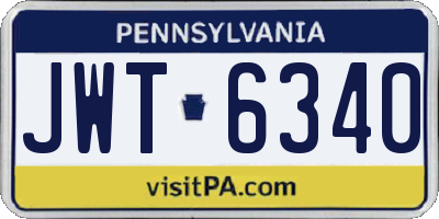 PA license plate JWT6340