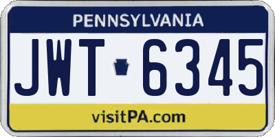PA license plate JWT6345