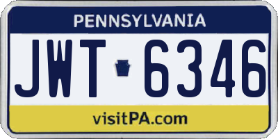 PA license plate JWT6346