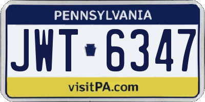 PA license plate JWT6347