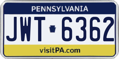 PA license plate JWT6362