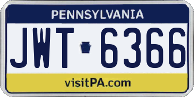 PA license plate JWT6366