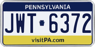 PA license plate JWT6372