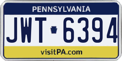PA license plate JWT6394