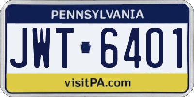 PA license plate JWT6401