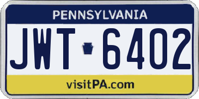 PA license plate JWT6402