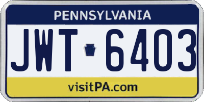 PA license plate JWT6403