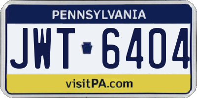 PA license plate JWT6404