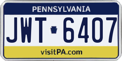 PA license plate JWT6407