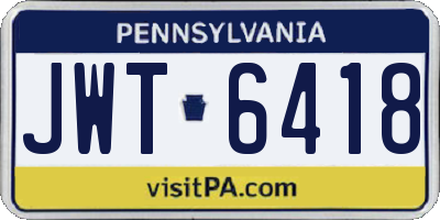 PA license plate JWT6418
