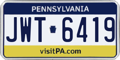 PA license plate JWT6419