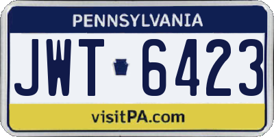 PA license plate JWT6423