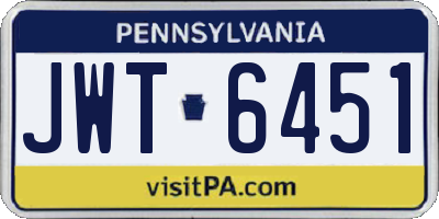PA license plate JWT6451