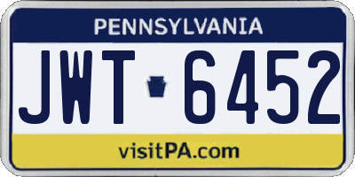 PA license plate JWT6452