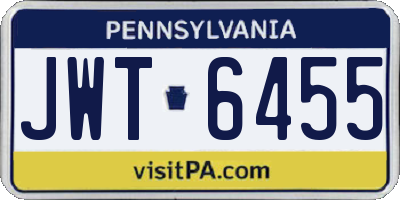 PA license plate JWT6455