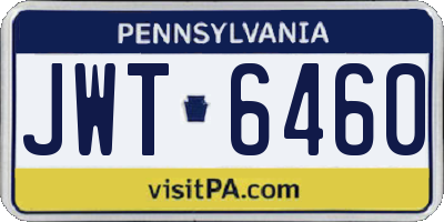 PA license plate JWT6460