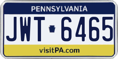 PA license plate JWT6465